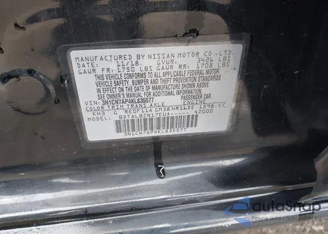 2019 Nissan Versa 1.6 Sv from USA, damaged, VIN 3N1CN7AP4KL835577